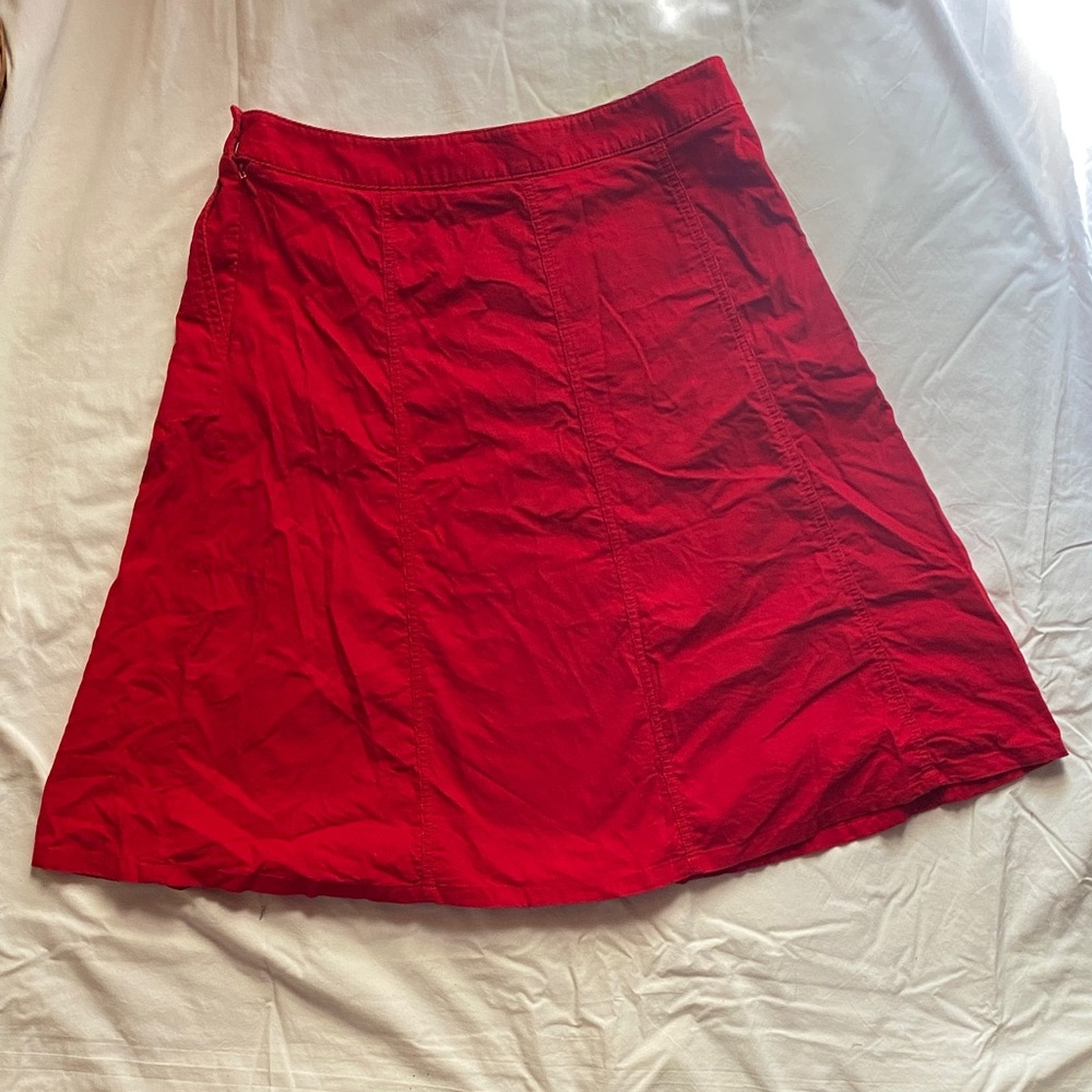 L.L. Bean Red Corduroy A-Line Skirt